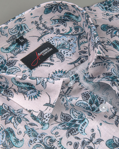 Rusiyano Linen Light Fone With Rama Print Shirts For Men