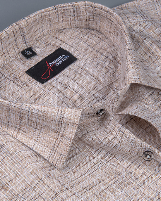 Khadi Light Brown with Maroon Shade Colour Shirts for Men