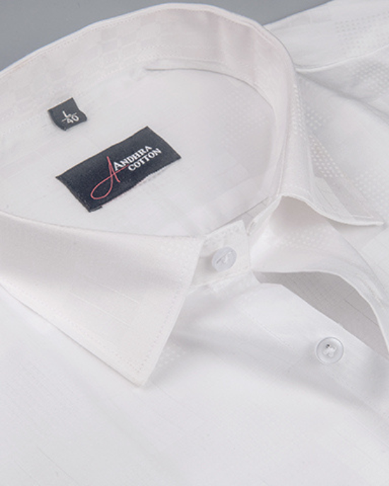 Jaquat white Sobar Dot Matrix Design Shirts for Men