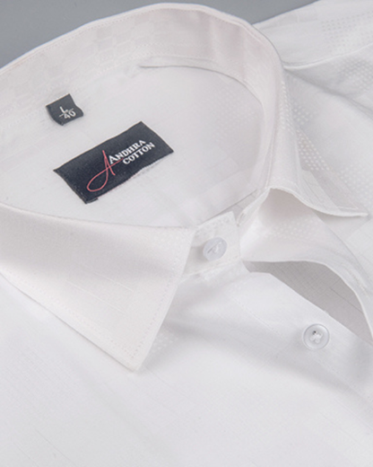 Jaquat white Sobar Dot Matrix Design Shirts for Men