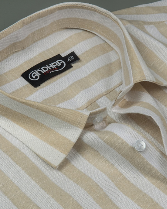 Leo Linen Jute White with Fone Patta Print Shirts for Men