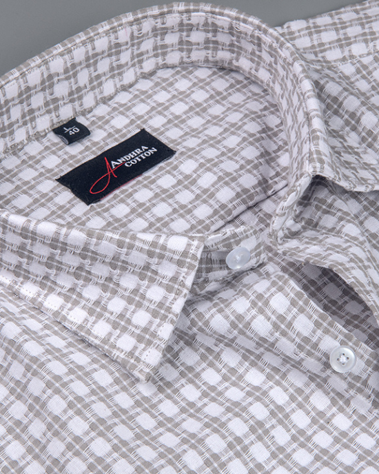 Cotton Checks Gray Colour Shirts For Men