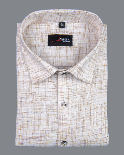 Khadi Off White with Fone Shade Colour Shirts for Men