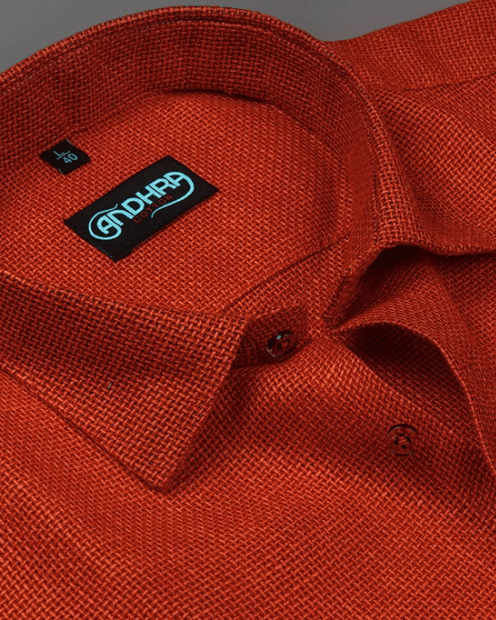 Matty Jute Linen Red Orange Colour Shirts for Men