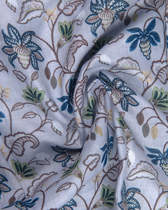 Rusiyano Linen White With Maroon Rama Print Shirts For Men
