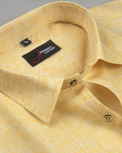 60 Lea Linen Golden Yellow Colour Shirts for Men