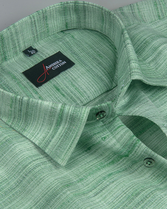 Ethenik Khadi Green Colour Shirt for Men