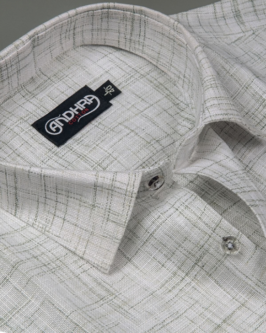 Mofatlal Khadi White with Green Shade Colour Shirts for Men