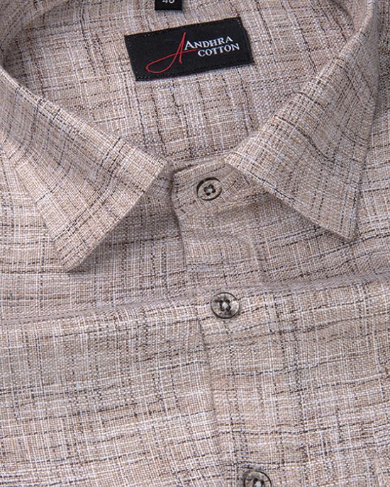 Khadi Light Brown with Maroon Shade Colour Shirts for Men