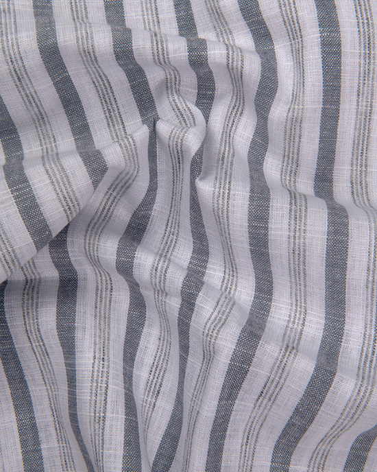 Soft Linen White with Grey Mix Patta Print Shirts for Men