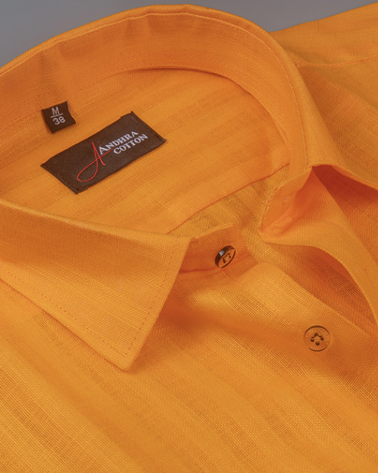 Linen lining orange colour shirts for men