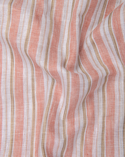 Super Fine Linen Orange with White Fone Mix Patta Print Shirts for Men