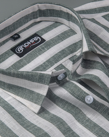 Oxford White with Green Patta Shirts for Men