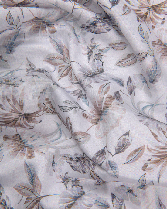 Digital White Grey with Brown Flower Print Shirts for Men