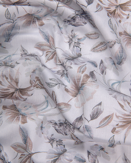Digital White Grey with Brown Flower Print Shirts for Men