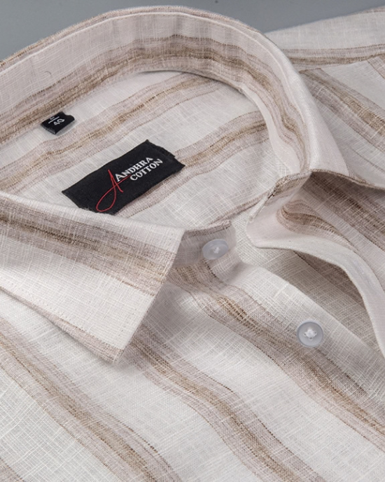 Soft Linen White with Broad Patta Shirts for Men