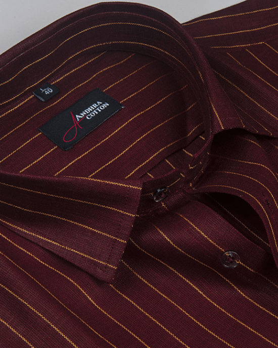 Cotton Marrun with Golden Lining Shirts for Men