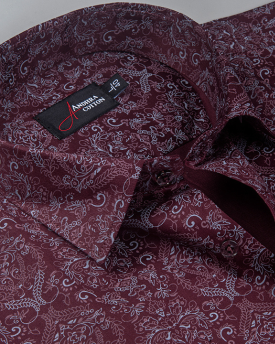 New Cotton Marrun with Rajwada Print Shirts for Men