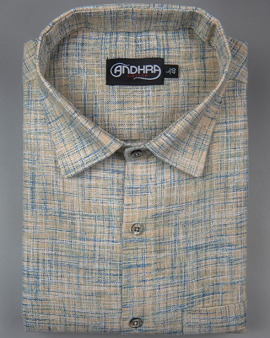 Mofatlal Khadi Fone Blue Mix Colour Shirts for Men