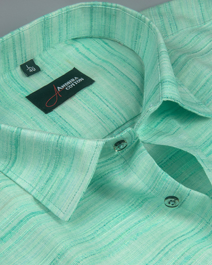 Ethenik Khadi Rama Green Colour Shirt for Men