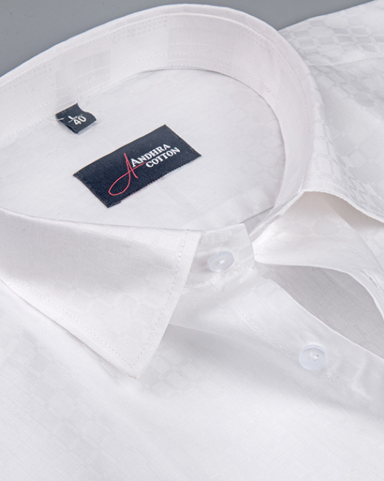 Jaquat White Sobar Square Design Shirts for Men