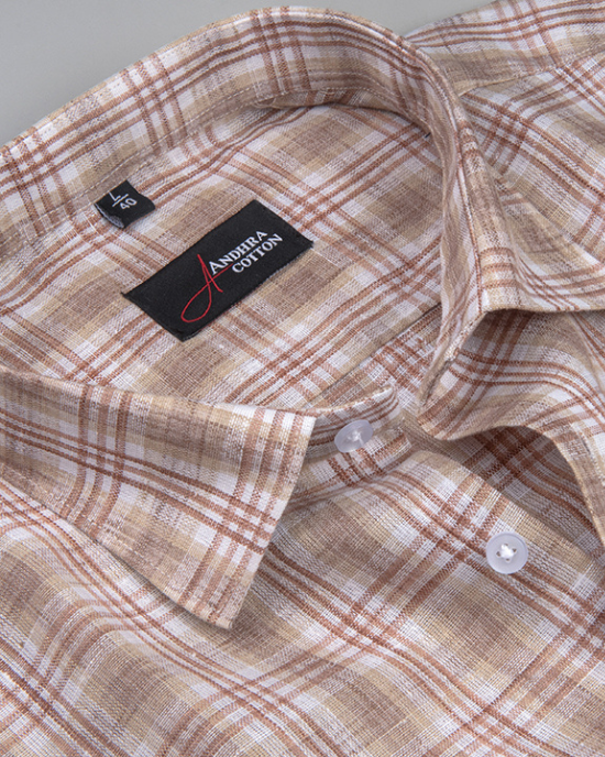 Super Fine Linen Fone Marrun Check Shirts for Men