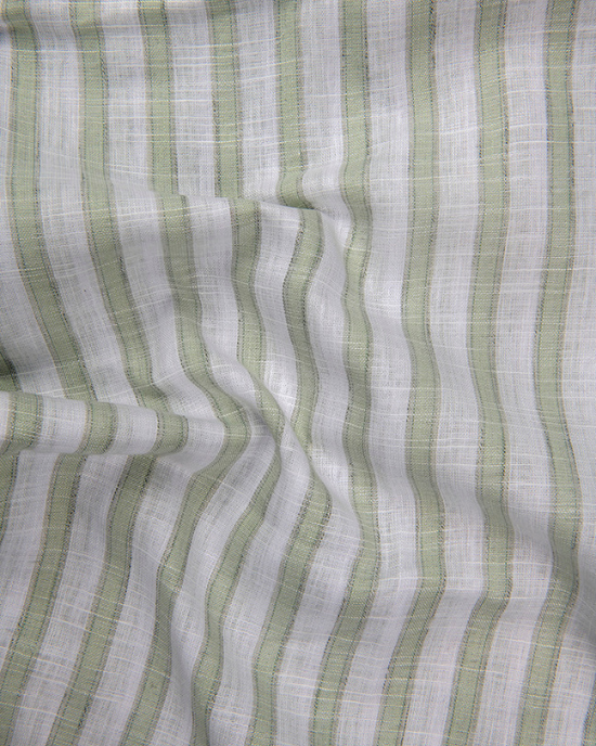 Soft Linen White with Green Patta Shirts for Men