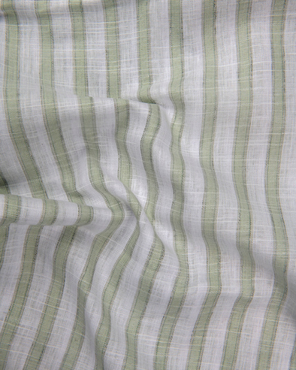 Soft Linen White with Green Patta Shirts for Men