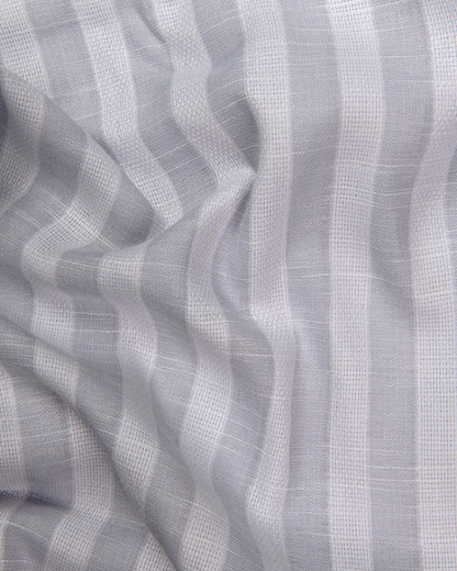 Leo Linen Jute White with Gray Patta Print Shirts for Men