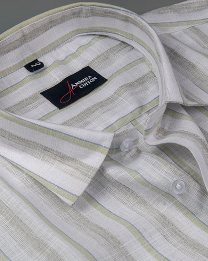 Soft Linen Green with Grey Patta Shirts for Men