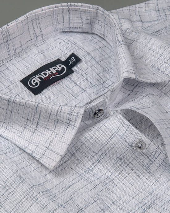 Mofatlal Khadi White with Gray Shade Shirts for Men