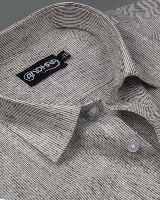 Bayview Linen Dark Gray Colour Shirts for Men