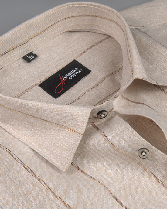 Kalas Linen Fone with Golden Lining Shirt for Men