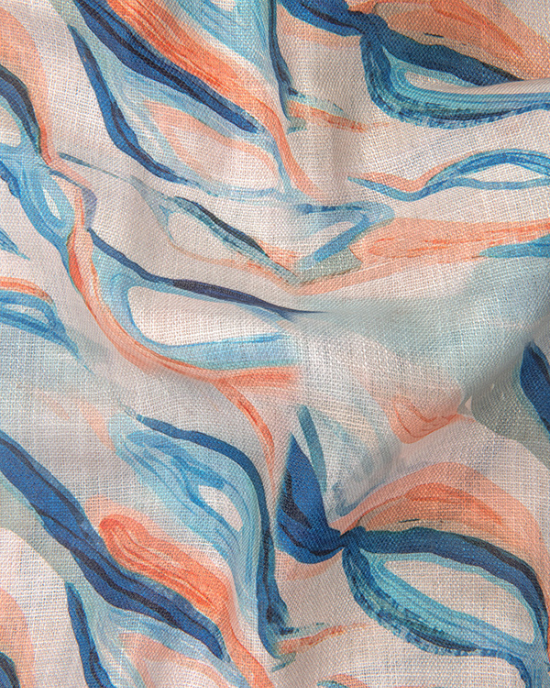 Rusiyano Linen Blue Orange Sparkle Print Shirts for Men