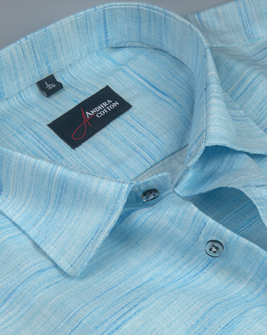 Ethenik Khadi Sky Blue Colour Shirt for Men