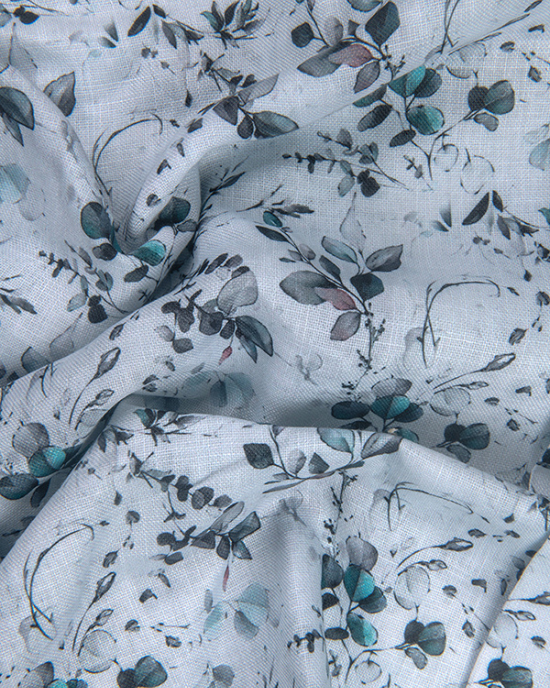 Rusiyano Linen White With Rama Black Flower Print Men’s Shirt