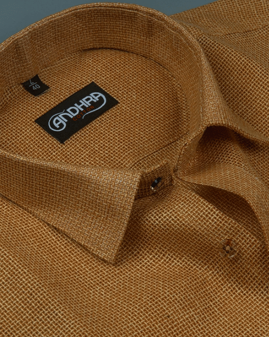 Matty Jute Linen Light Mustard Colour Shirts for Men