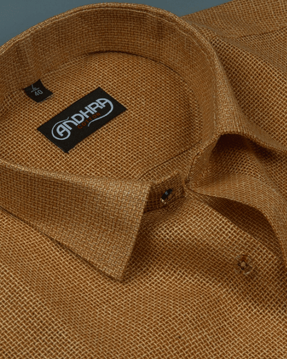 Matty Jute Linen Light Mustard Colour Shirts for Men