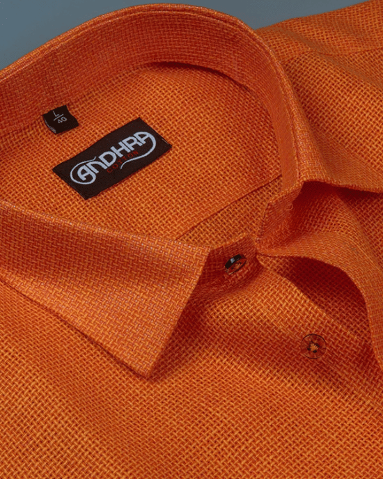 Matty Jute Linen Dark Orange Colour Shirts for Men