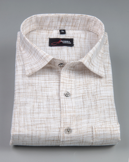 Khadi Off White with Fone Shade Colour Shirts for Men