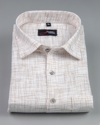 Khadi Off White with Fone Shade Colour Shirts for Men