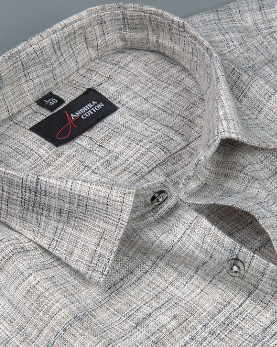 Khadi Pista Green with Gray Shade Shirts for Men
