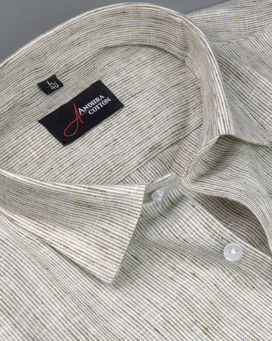 Bayview Linen Light Pista Green Colour Shirts For Men