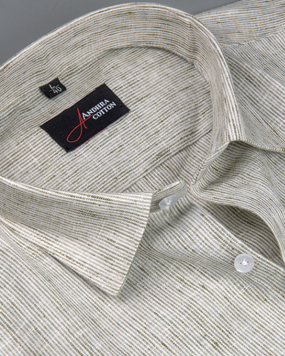 Bayview Linen Light Pista Green Colour Shirts For Men