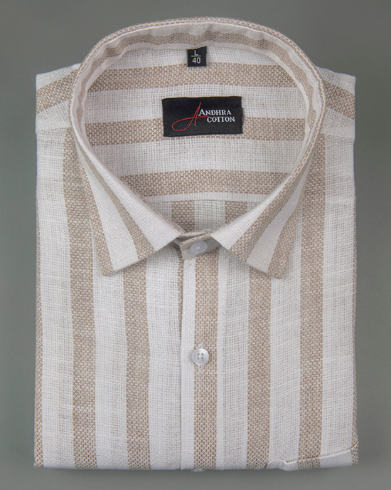 Jute Linen White with Fone Patta Shirts for Men