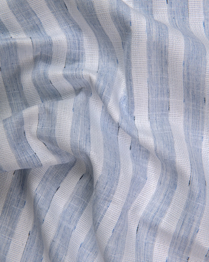 Soft Jute Linen White with Sky Patta Shirts for Men