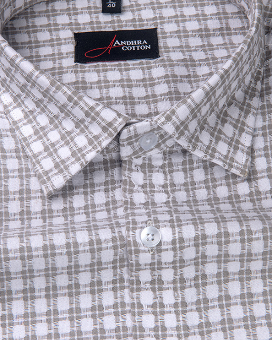 Cotton Checks Gray Colour Shirts For Men