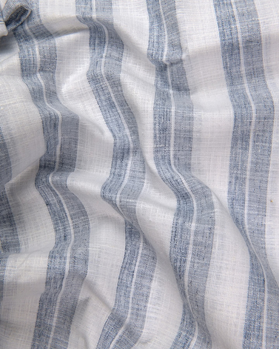 Soft Linen White with Blue Grey Mix Broad Patta Shirts for Men