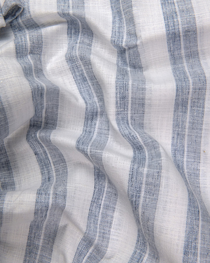 Soft Linen White with Blue Grey Mix Broad Patta Shirts for Men