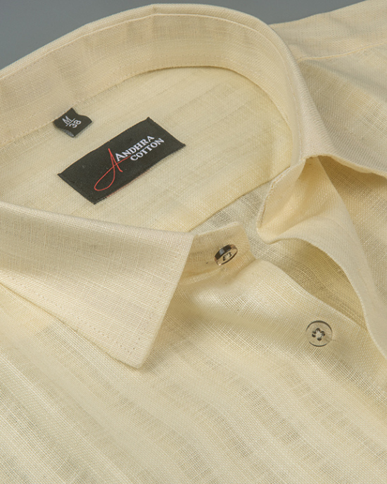 Linen lining light yellow colour shirts for men